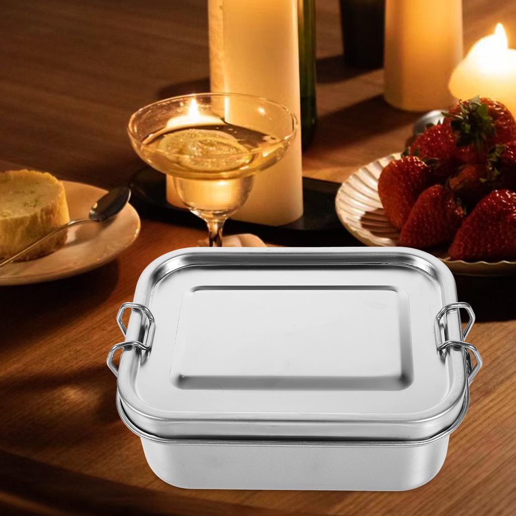 Stainless Steel Lunch Tin Sealing Food Holder Storage LunchTin Buckle Rice Container Breakfast Child