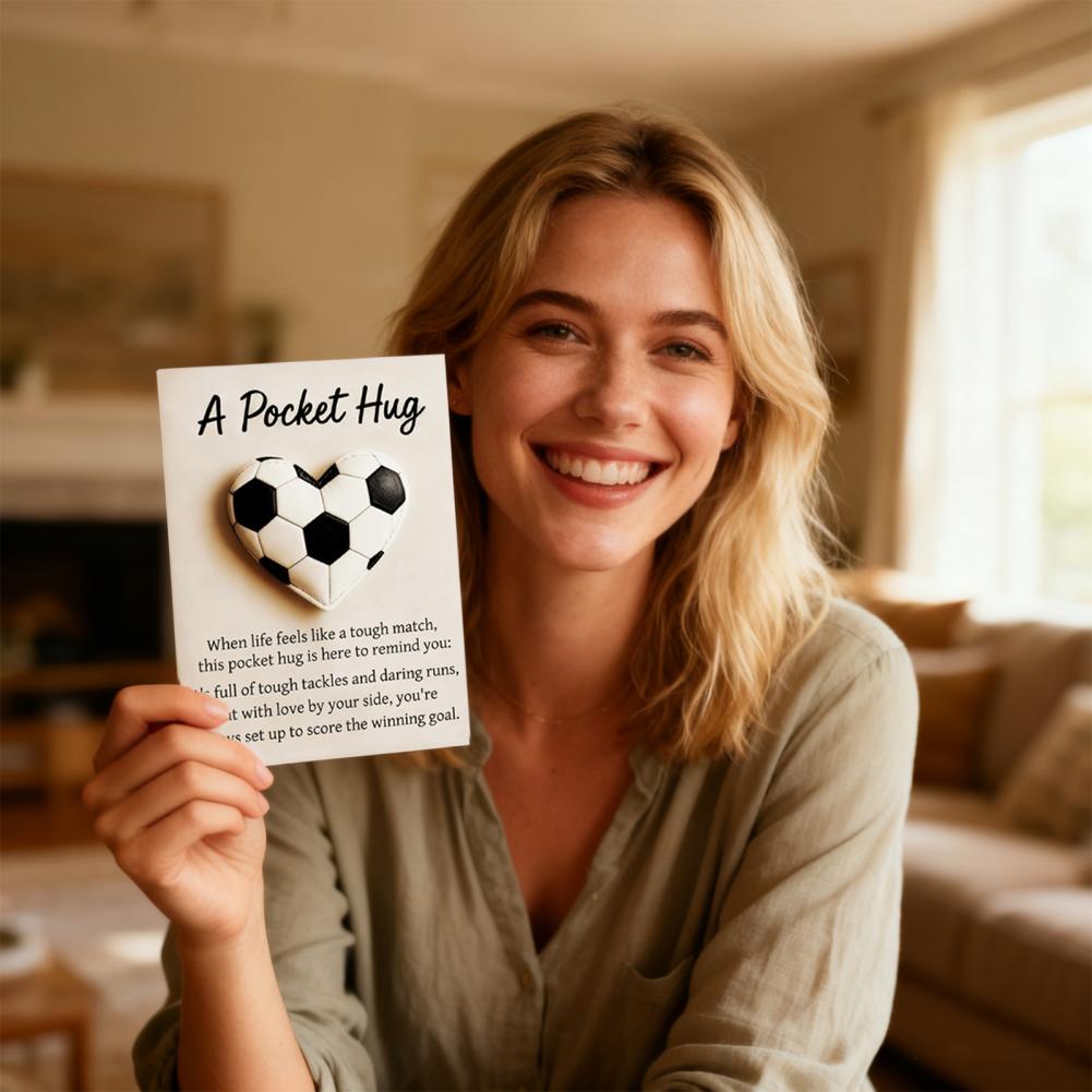 Christmas Gift for Family Friends Heart Shaped Pocket Hugs Heart-shaped Football Pocket Hug Ornament with for Sports for Family