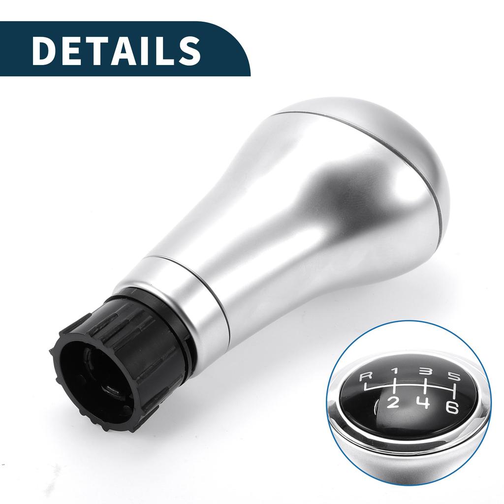 TUCKBOLD Manual Gear Shift Knob for Black Silver 1pc 6-Speed Mercedes-Benz C-Class 2000-2014, Tone,