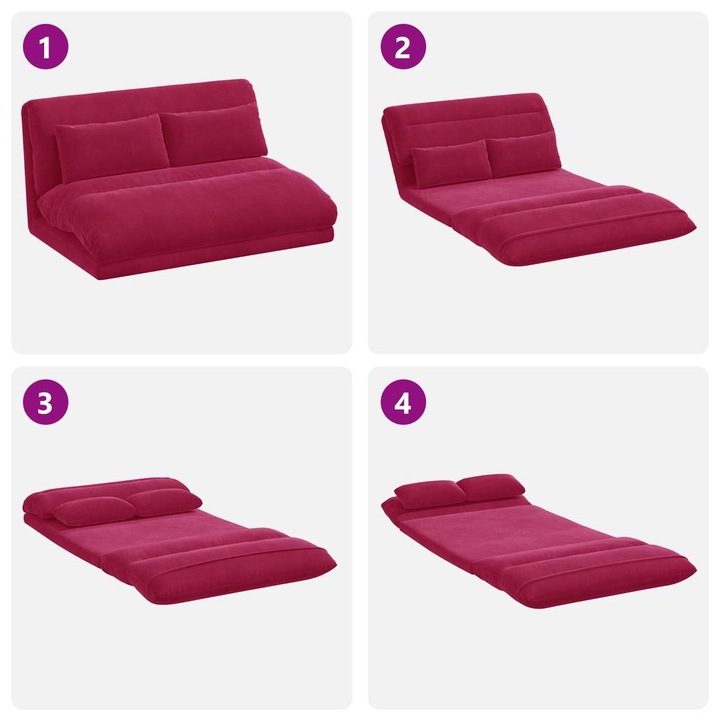 Adjustable Floor Chair Burgundy Velvet