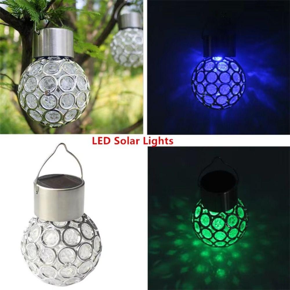 Courtyard Waterproof Solar Lights Round Ball Multicolor Hanging Light Crystal Ball Motion Sensor LED Lights Street
