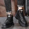 Fashion Casual leather men's boots Fashionable retro design style Leisure Business Party outdoor street walking thick soled Office shoes