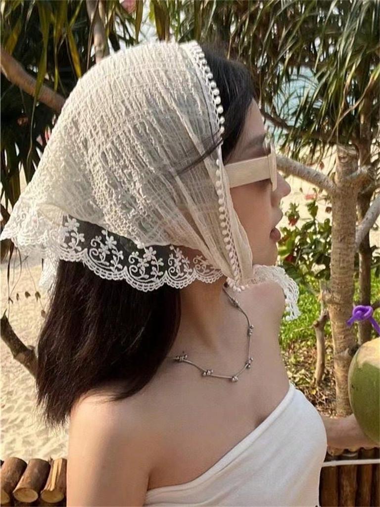 1 ladies vintage handmade crochet stitch mesh red cute sweet little daisies strawberry headband Binding Bandana Headband