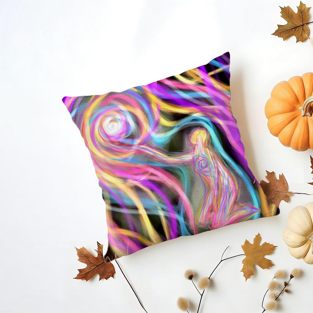 Emotional Outlet Art Painting Cushion Cover Washable Linen Pillowcase Soft  for Daily Sofa Bed Home Room Decor