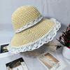 Straw hat women's summer breathable hollow sunscreen hat outdoor sun hat sun hat bucket hat small versatile lace