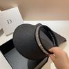 Summer Vinyl Straw Double-layer Sunscreen Empty Top Hat Fashionable and Simple Rhinestone Fine Flash Trendy Sunshade Topless Cap