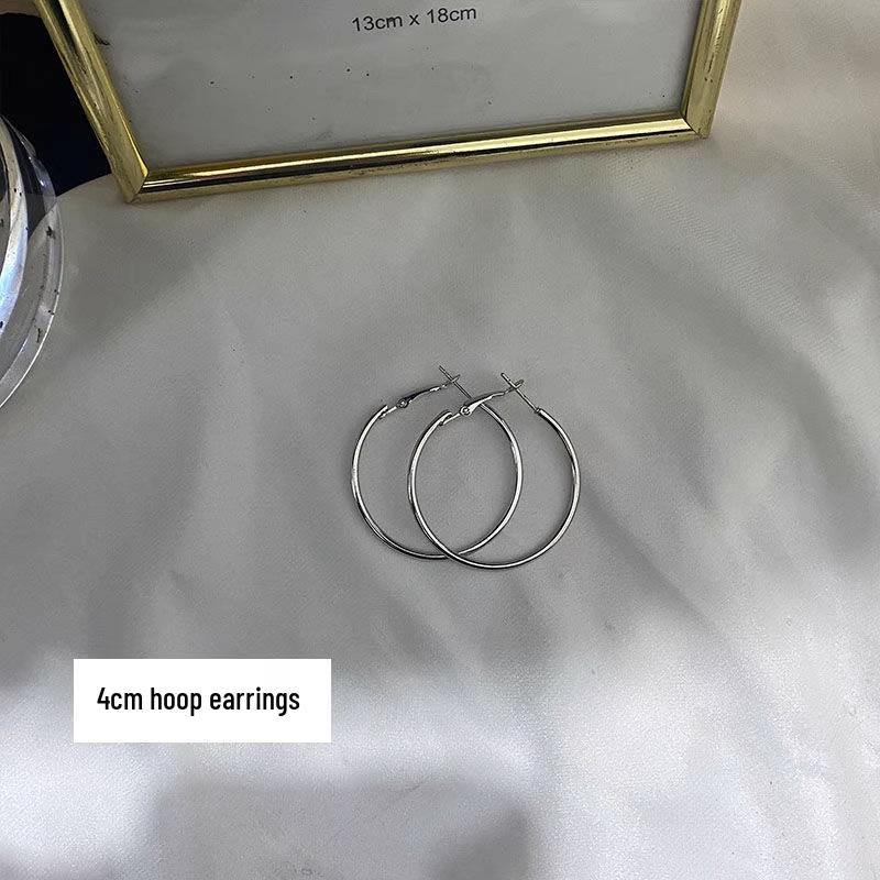 Women's High-End Plain Hoop Earrings: Light Luxury Ear Drops & Studs, Niche Design for Autumn/Winter.