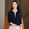 2025 Autumn Women's Round Neck Long-Sleeve Knitted Sweater for Middle-Aged Women