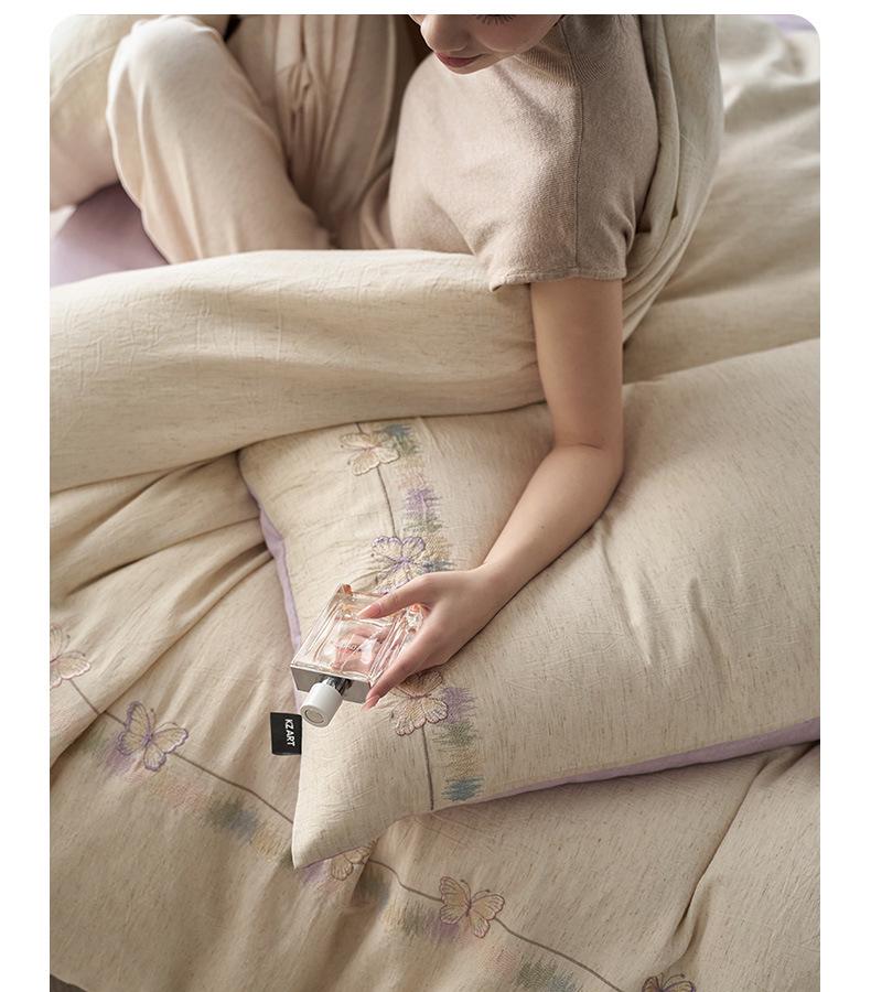 Luxurious Retro Tencel Cotton Linen Four-Piece Bedding Set - Lyocell & Pure Cotton Fitted Sheet for All Seasons