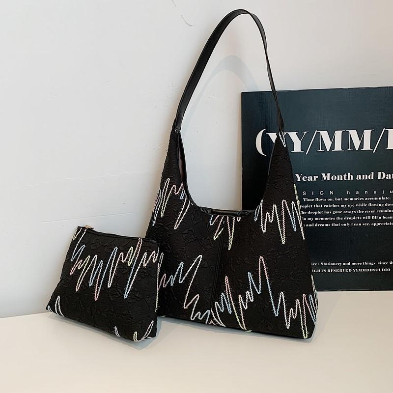 Fashion Casual Trend Summer Sequined Embroidery Thread New Commuter Large Capacity Tote Shoulder Bag Women