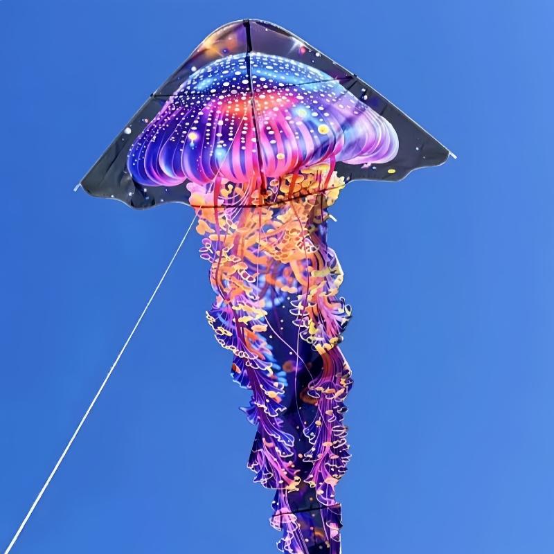 1 Set Colorful Kites Children'S Toys Professional Flying Fluorescent Jellyfish Kites For Adults Outdoor Games
