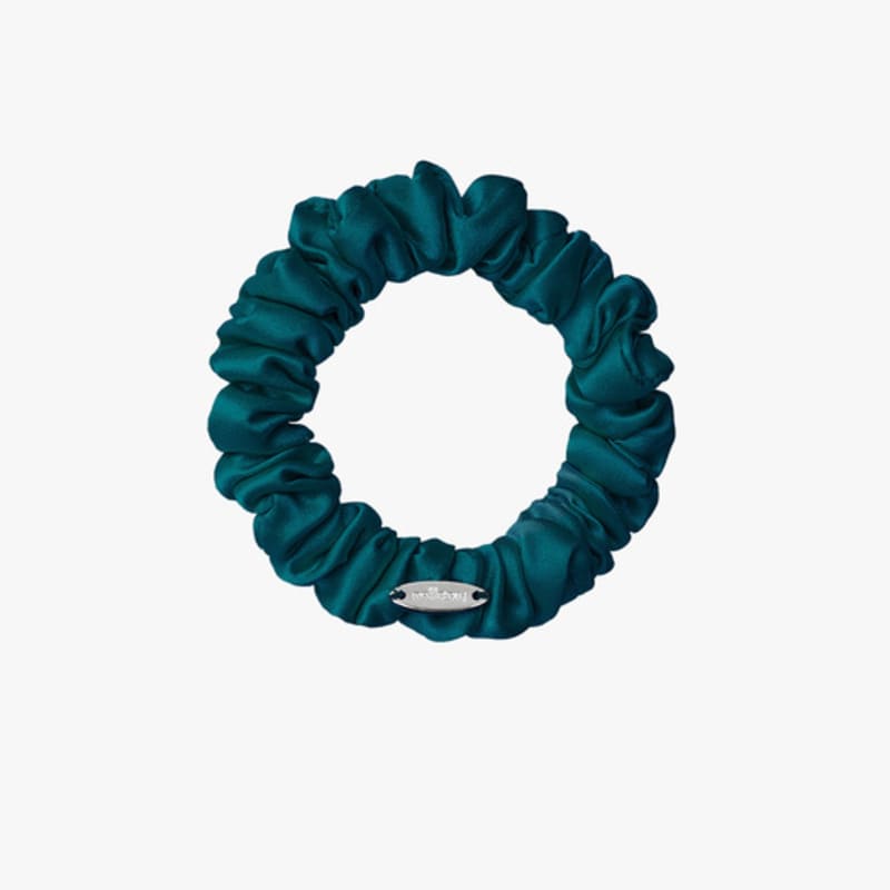 mellotory mini shirring satin scrunchie (dark green)