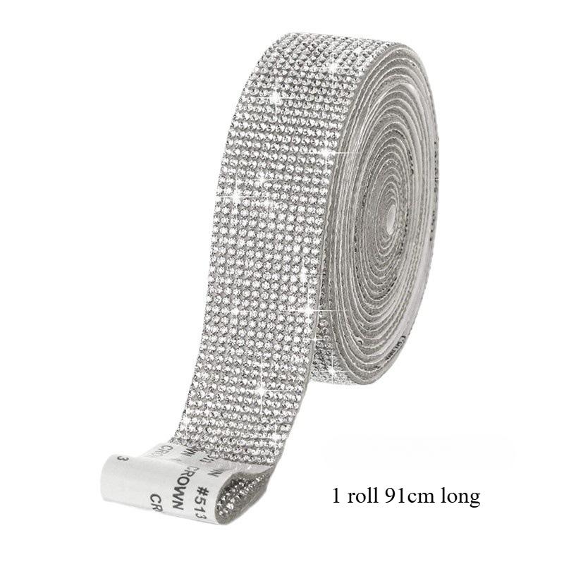 Self Adhesive Crystal Rhinestone Sticker Shiny Glass Diamond Ribbon Multipurpose DIY Car Phone Decoration Arts Crafts VIE LENTE