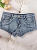 2024 Summer European & American Low-Waist Ripped Women's Denim Hot Pants
