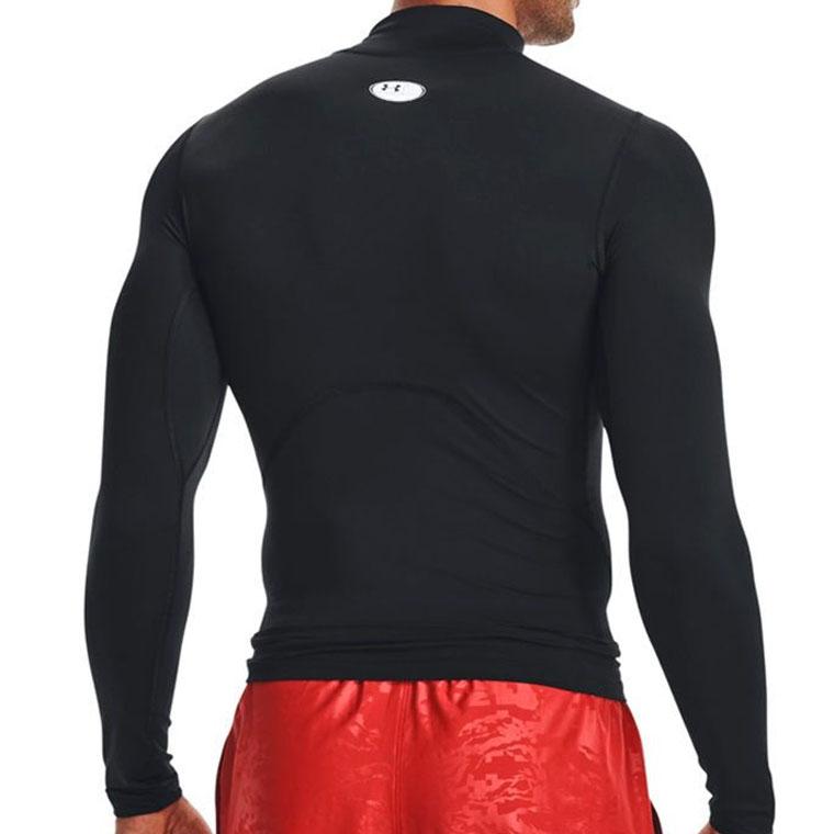 Under Armour Solid Logo Print Stand Collar Pullover Retro Fitted T-Shirt Men Tops Black 1369606-001