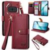 For Nothing Phone (3a) Case RFID Blocking Zipper Pocket Leather Wallet Phone Cover with Strap