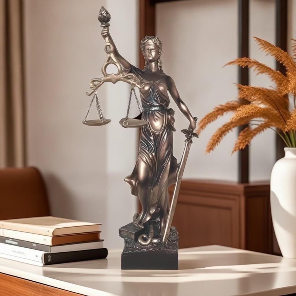 Bronze-Finish Lady Balance Decor Piece Classical for Office, Entryway