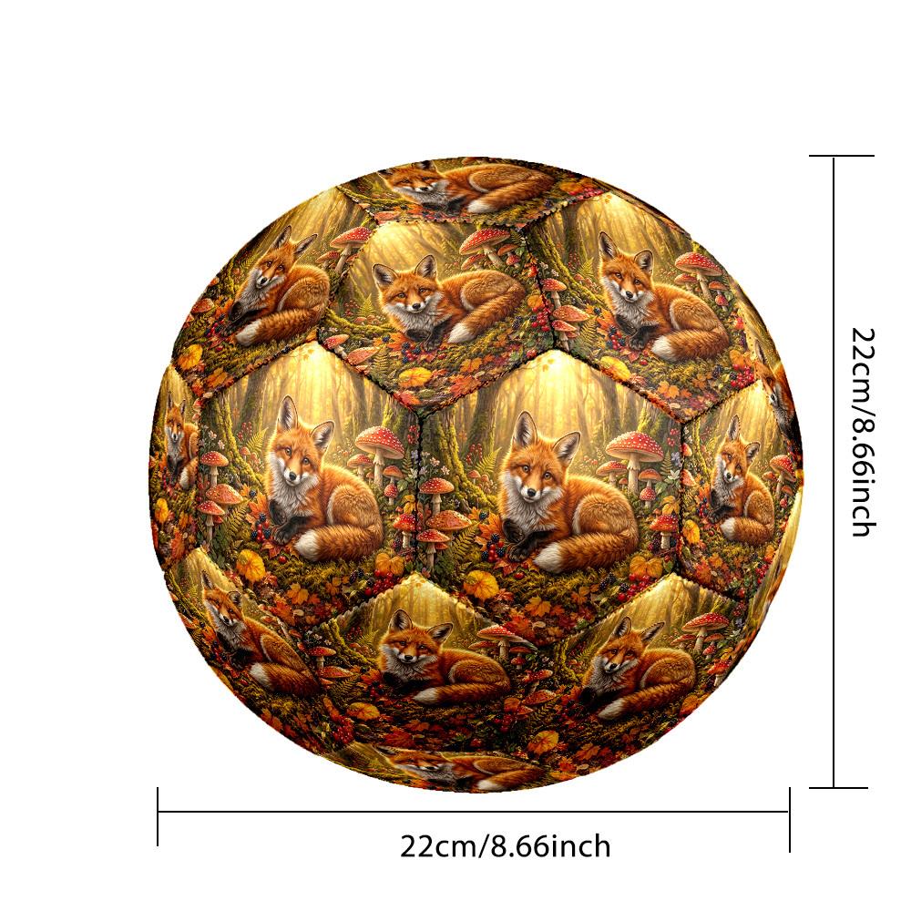 1pc Autumnal Fox Forest Theme Soccer Ball Football, Size 5, Lightweight PVC, Durable Outdoor Training Soccer Ball, Gift M61455