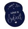 Inkdotpot 100 - Confezione da 100 etichette in carta stagnola color oro vero Love Is Sweet bomboniera da appendere