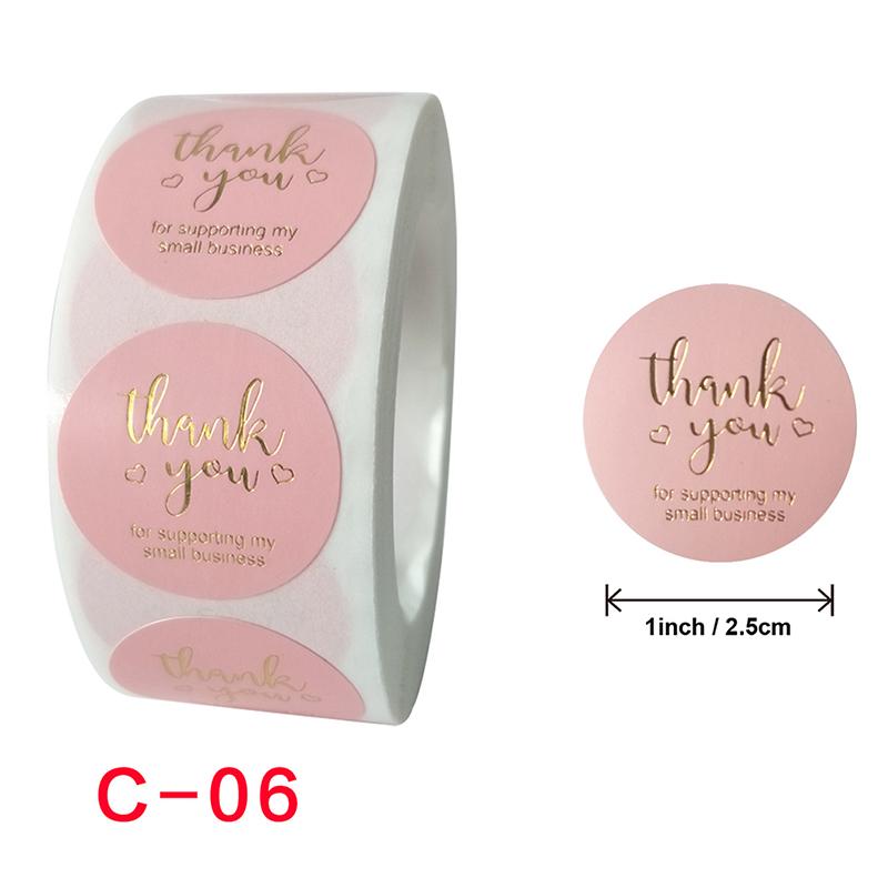 500 ks na roli nálepka s poděkováním Nálepka s pečetí Růžová nálepka s papírovou nálepkou