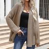 Women's Jacket Short Casual Lapel Waist Strap Solid Color Knitted Cardigan Sweater Jacket Knit Long Cardigan