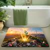 Cute Pikachu Croissant Print Soft Non-slip Absorbent Indoor Home Bathroom Kitchen Entrance Floor Rug Doormat Mat