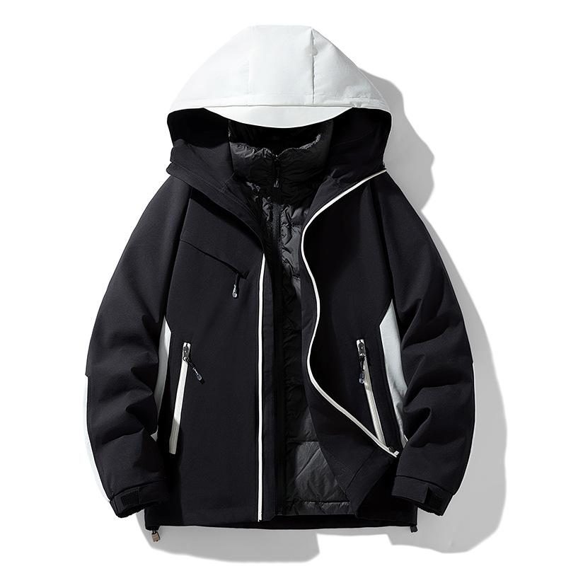 Men's White Duck Down Jacket Men's Winter New Outdoor Windproof Jacket 3-in-1 Cargo Jacket Jacket