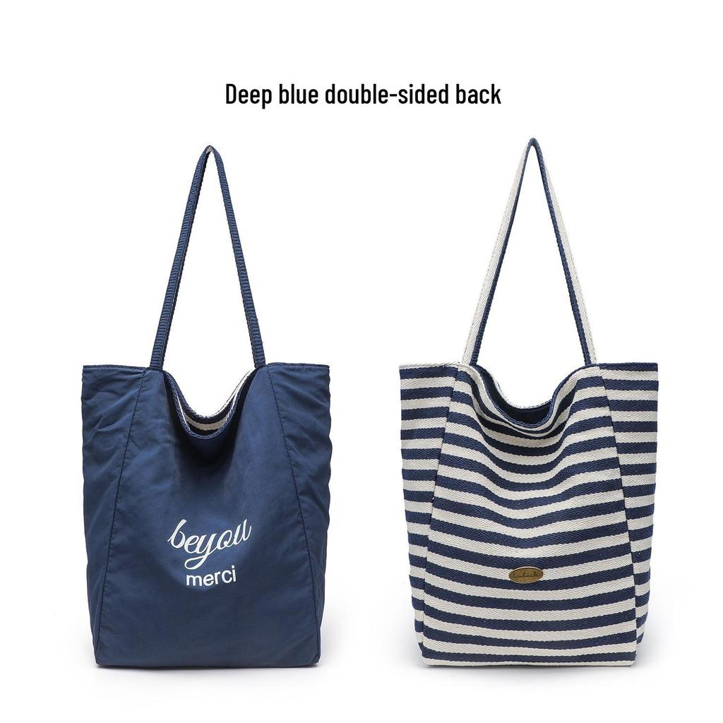 Korean-Style Canvas Shoulder Bag for Women - 2025 Summer Collection, Versatile & Spacious Tote