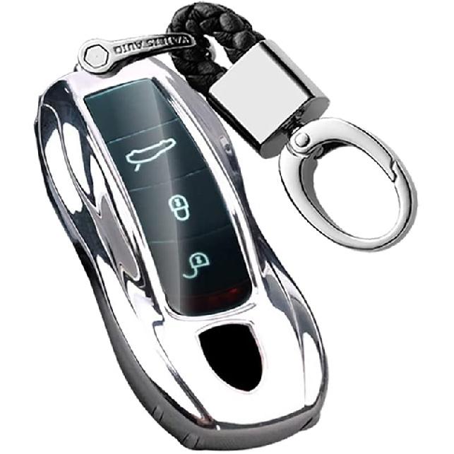 HIBEYO TPU Car Key Fob Cover with Keychain Fits for Porsche Macan Cayenne Panamera Boxster Cayman Carrera Turbo 718 911 918 Car Key Case Cover Smart