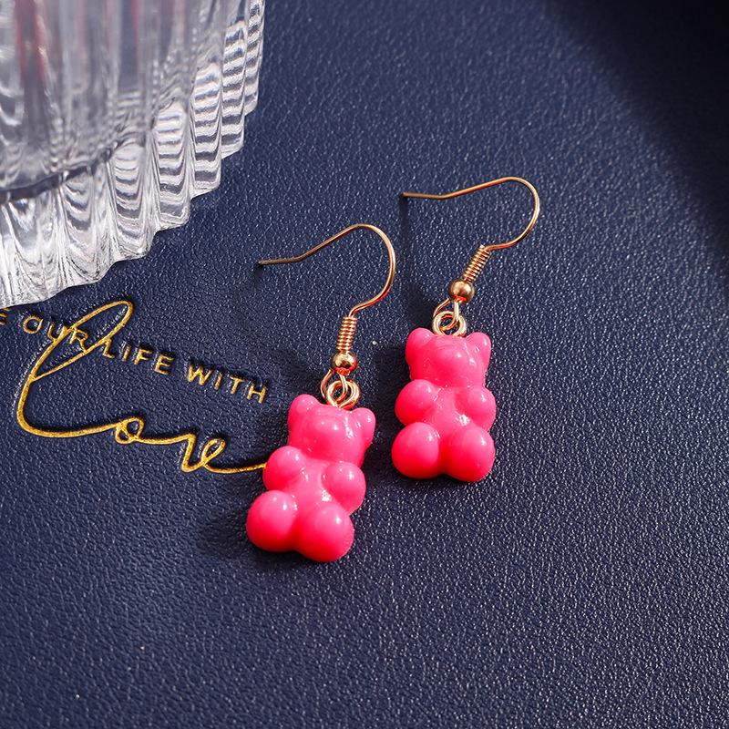 Cute Candy Color Gummy Bear Drop Earrings for Women Girls Handmade Kid's Party Jewelry Gift
