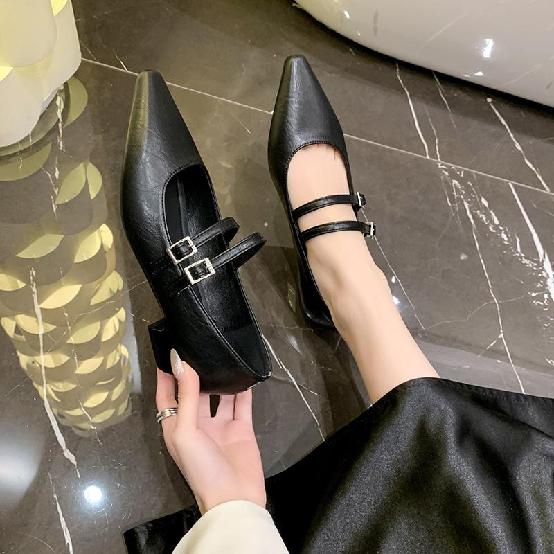 

Silver Slip-On Mary Janes Women s Mid Heel Commuter Shoes French Vintage Style Spring New Ladies Arrival Comfortable Rubber Sole 34 чорний