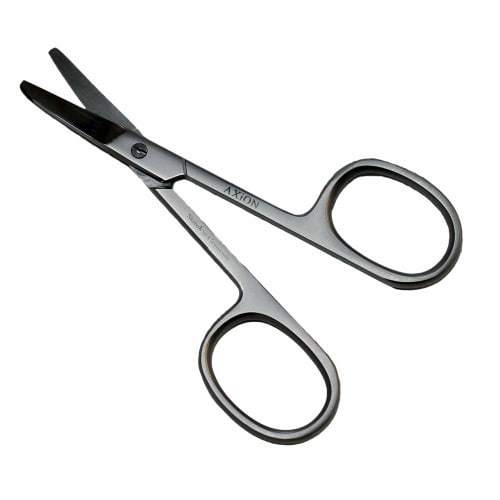 German AXiON Stainless Steel Baby Nose Hair Scissors (Rounded/Curved Tips) with a Premium Smoke Finish #slg007728fba