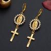 Retro Rhinestone Cross Eardrop Relief Rhinestone Earrings New Punk Style Earrings