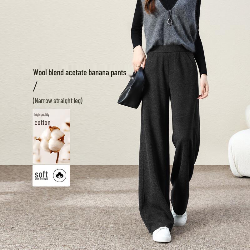 

Women s Acetate Wool Blend High-Waist Tapered Wide-Leg Pants 2XL