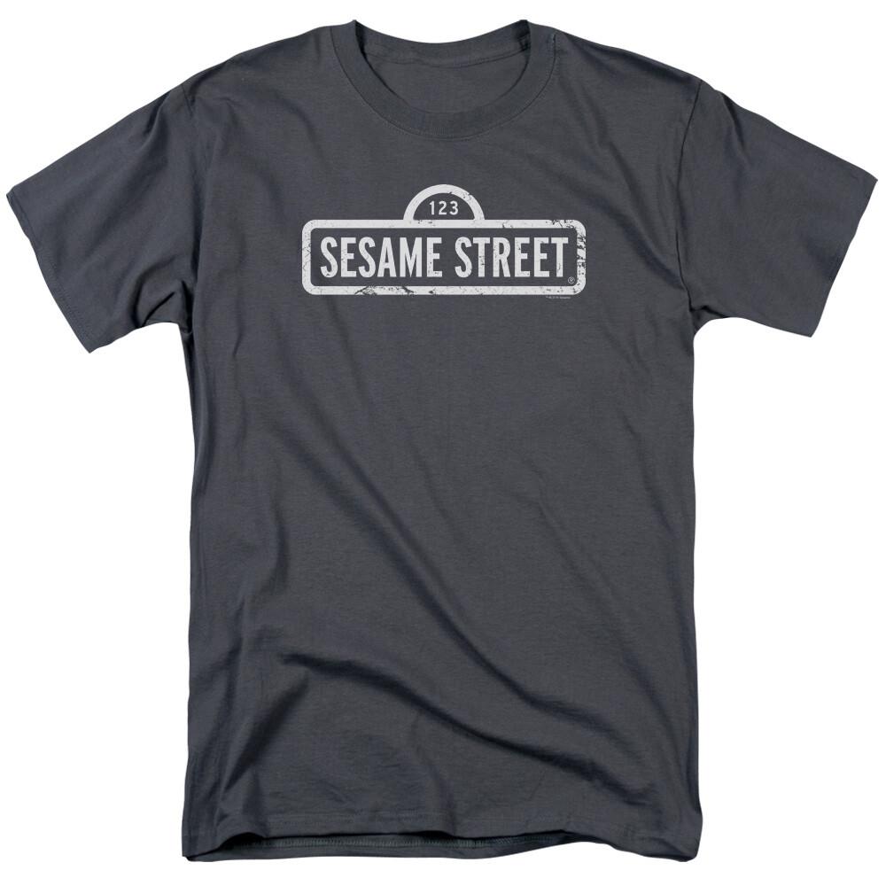 Sesame Street One Color Logo T Shirt Mens Licensed Classic TV Elmo Charcoal L