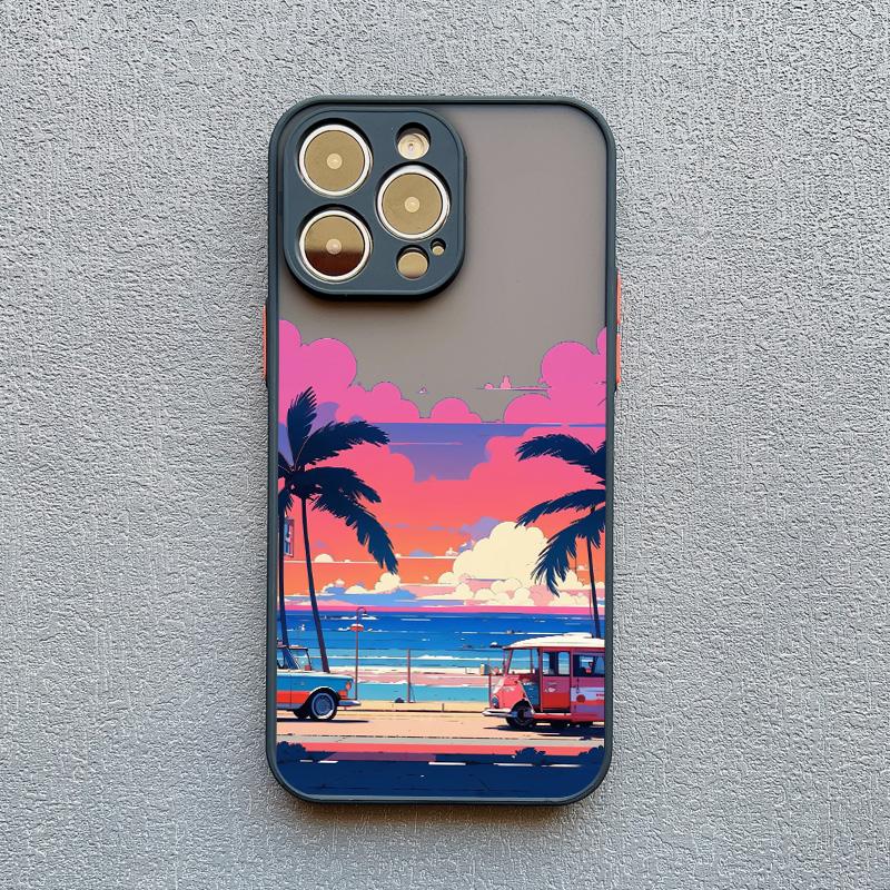 

Морской закат Кокосовые пальмы Матовый чехол для телефона Для iPhone 13 12 Mini 11 Pro Max 16 15 14 Pro Max Plus XR XS X 7 8 SE2 Задние крышки iphone 7 8 SE2