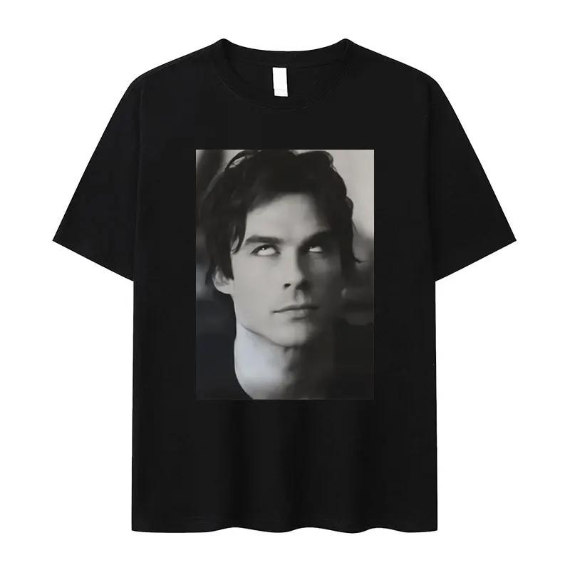 Klasické TV The Vampire Diaries Damon Grafický Potisk Tričko Pánské Dámské Ležérní Oversized Krátký Rukáv Letní Nové Tričko Streetwear Harajuku Y2K Móda Top