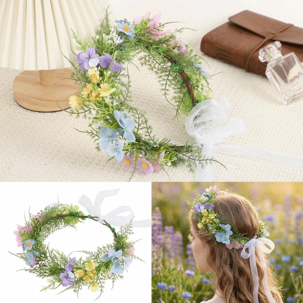 Artificial Bridal Flower Headband Pink Bridal Hair Accessory New Floral Hair Hoop Bridal Ceremony