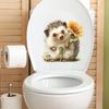 Cartoon Niedlicher Igel und Sonnenblume Badezimmer Heimdekoration Wandaufkleber