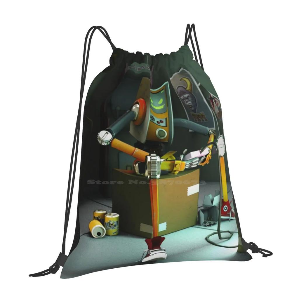 Gordon The Gamer Robot Teen College Student Backpack Pattern Design Bags Robot Droid 3d Maya Vector Arcade Gamer Video Games