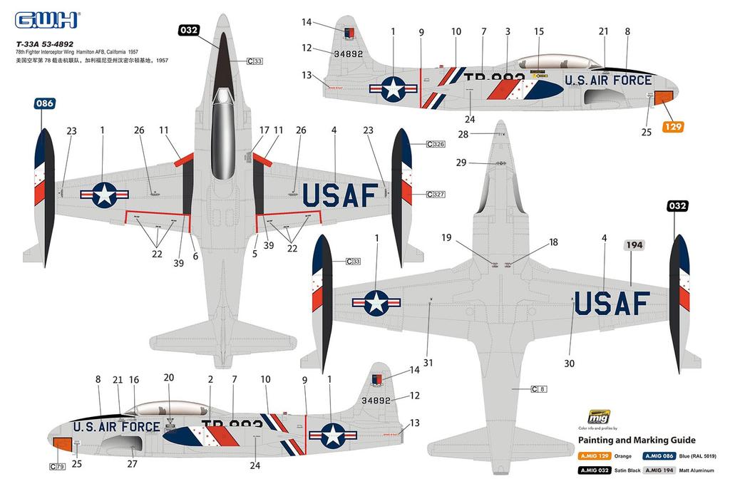 Great Wall Hobby Trainer Plastic Model L4819 1/48 T-33A (Airplane)
