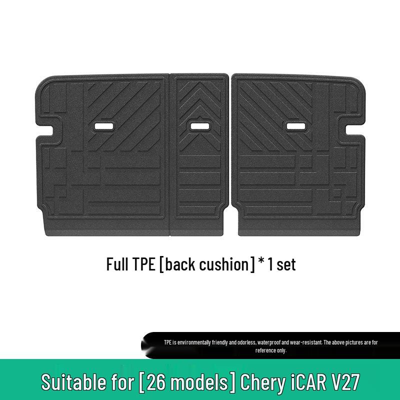 Chery iCAR V27 Car Floor & Trunk Mats Set: TPE Floor, Trunk, and Seat Back Mats.