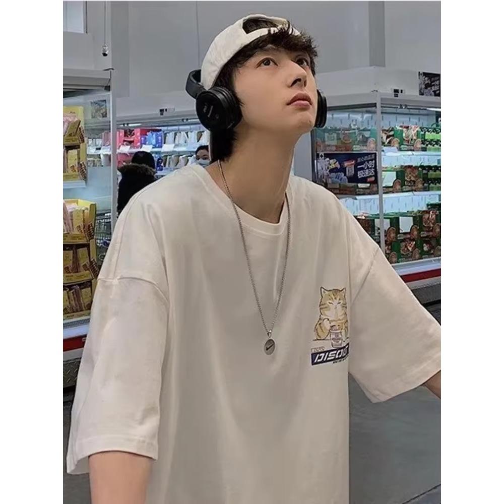 Summer New Casual Loose T-shirt Short Sleeved Men's Fashion Loose Printing Large 8XL Hip Hop Couple Wear Half Sleeve Cotton Top