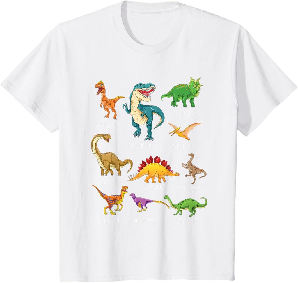 Types of Dinosaurs Graphics Dino Identification T-Shirt Unisex Summer Streetwear Tops Harajuku Mens Clothing Camisas