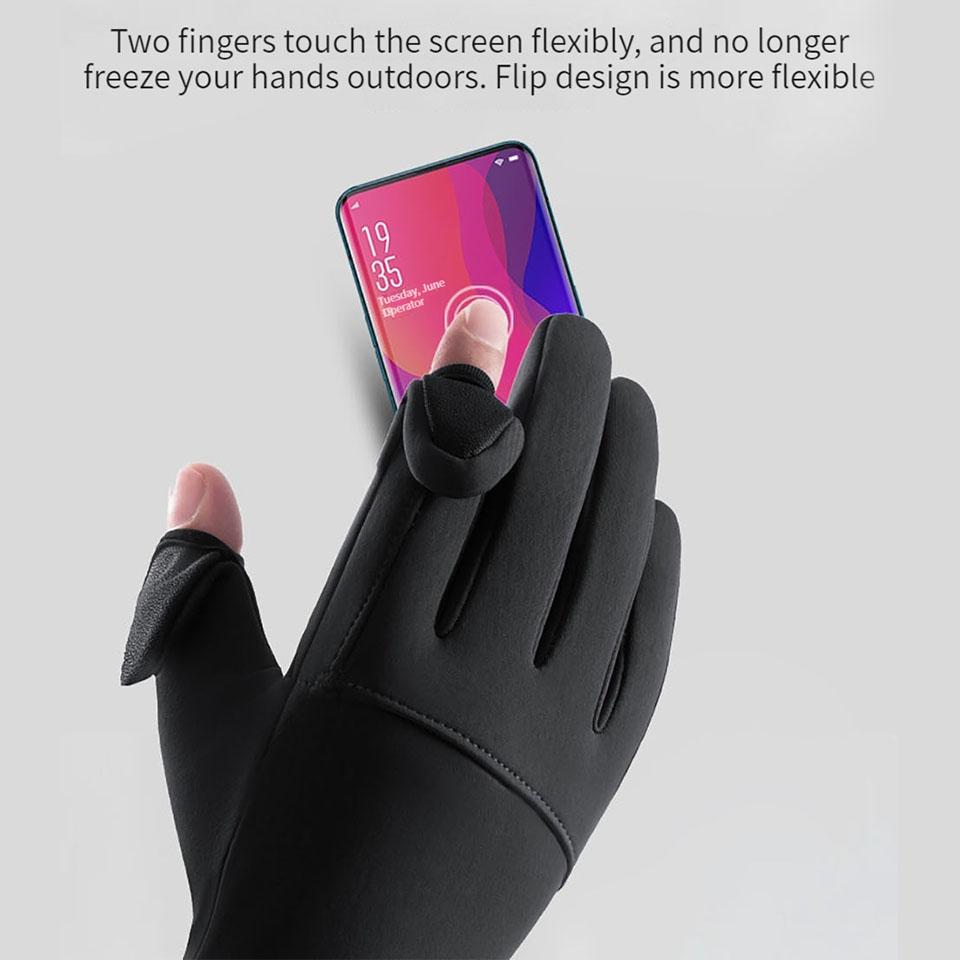 Loogdeel Windproof Waterproof Touchscreen Gloves Outdoor Running Fishing Cycling Skiing Gloves Winter Men'S Women'S Warm Gloves