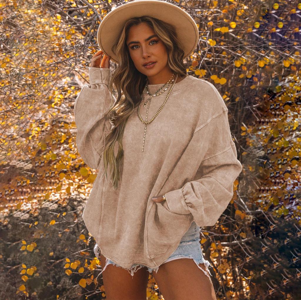 Women's Oversized Crewneck Sweatshirts Criss Cross Twist Back Long Sleeve Tops Casual Pullover Backless Sweatshirt