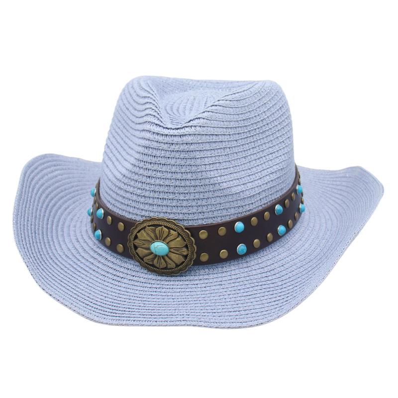 Color summer sunscreen straw hat jazz hat European and American western new fashion outdoor sunshade sunscreen denim