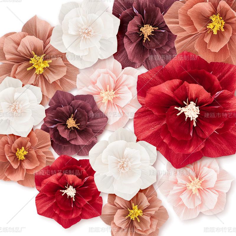 Lotus 20/25/30Cm Root Color Wrinkle Paper Flower Pleated 3D Paper Art Flowers Wedding Room Decoration Background Wall Layout