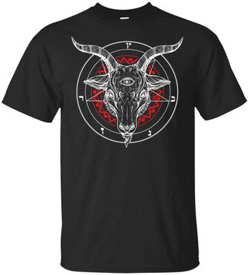 Satan Goat Baphomet Circle Symbol Satanic Church T-Shirt. Premium Cotton Short Sleeve O-Neck Mens T Shirt New S-3XL