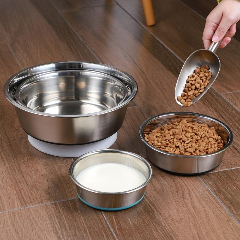 Stainless Steel Dog Bowl with Silicone Base Non Slip Pet Feeder Water Dish Cat Bowl Durable Pet Supplies